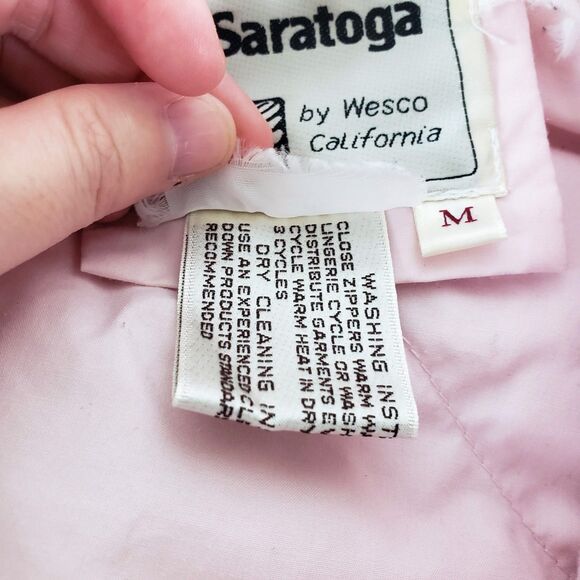 Vintage Saratoga by Wesco Quilted Housecoat Robe Womens M Pink 70s? 80s - Picture 8 of 10